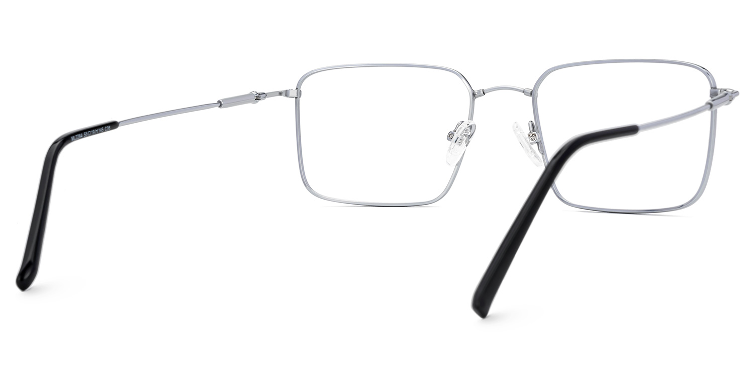 Stowe Thin Silver Glasses in Rectangle Design | Zeelool3