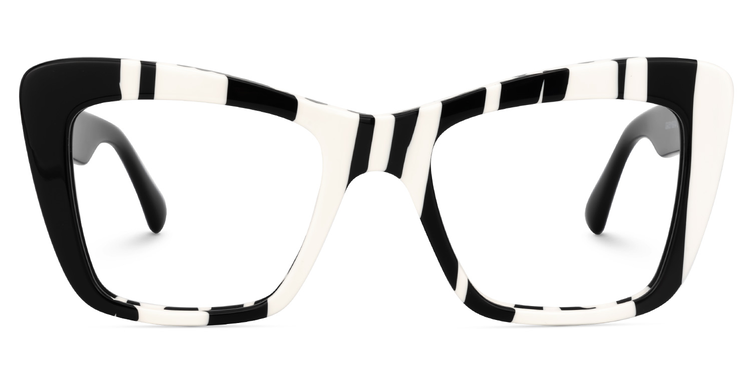 Bethel Cateye Black-White Glasses