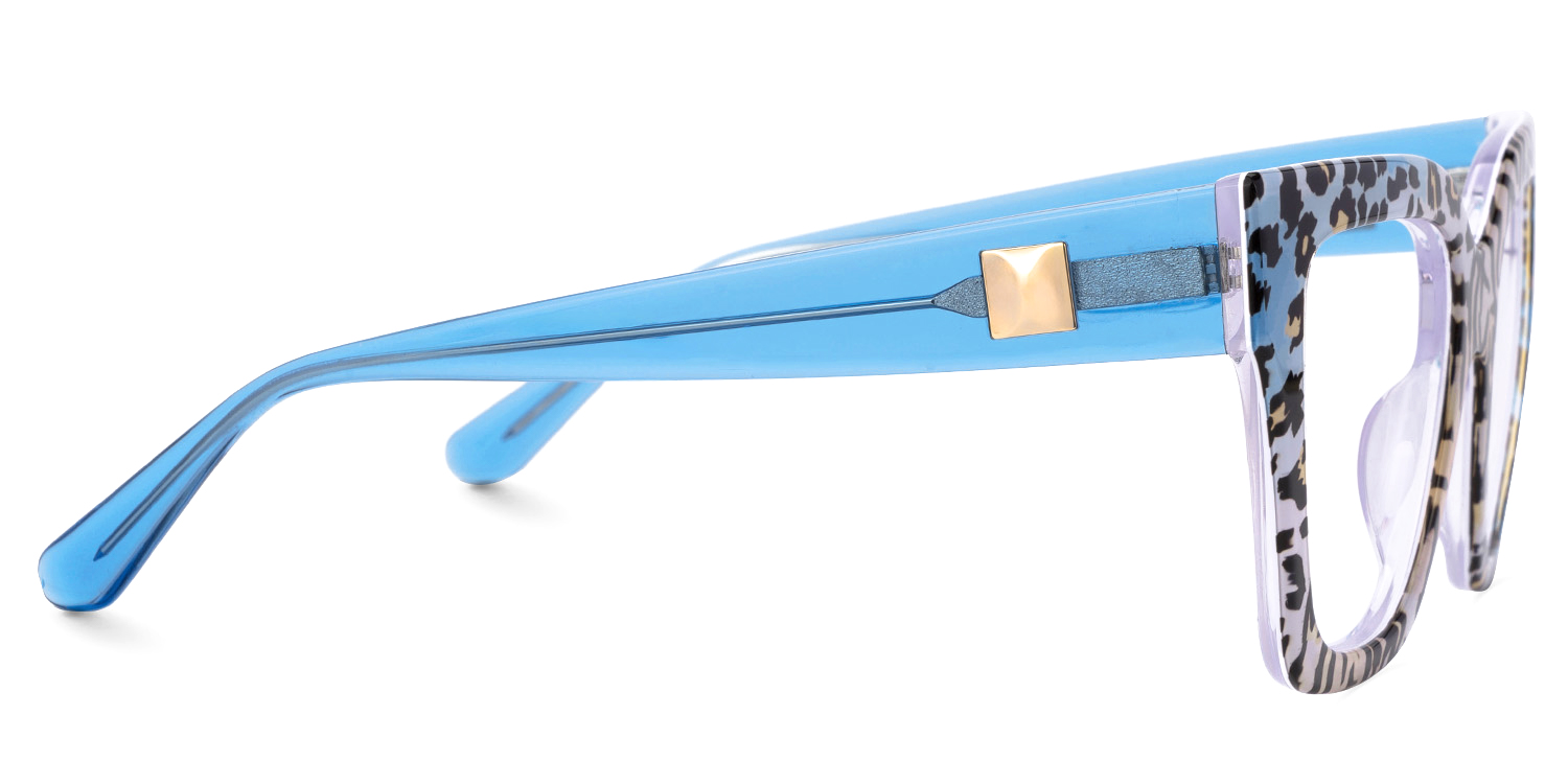 Affordable Blue Leopard Frame Ruby Square Glasses | Zeelool2