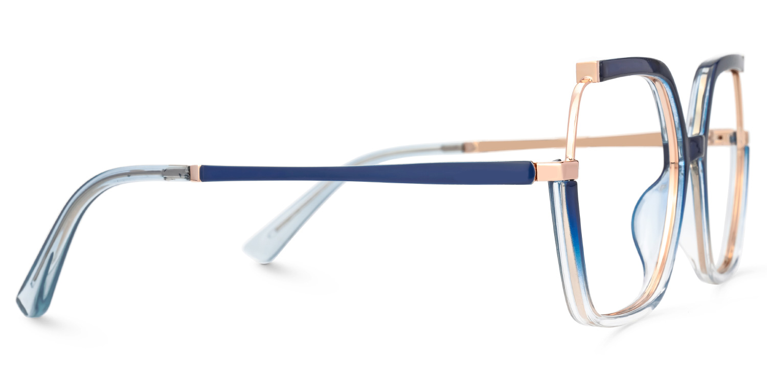 Alexia Mixed-Materials Square Blue Frame Glasses | Zeelool2