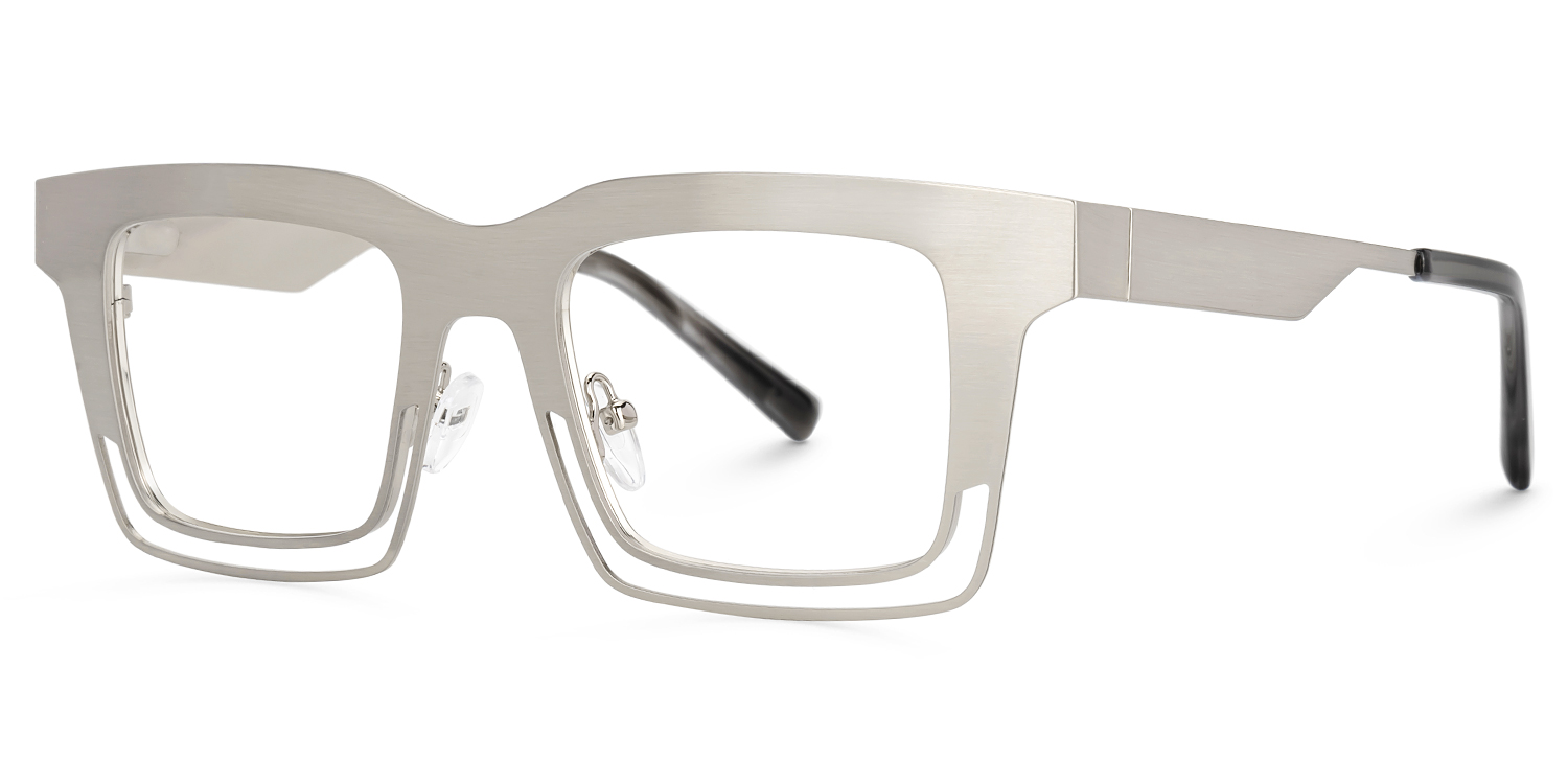 Evan Rectangle Silver Glasses2