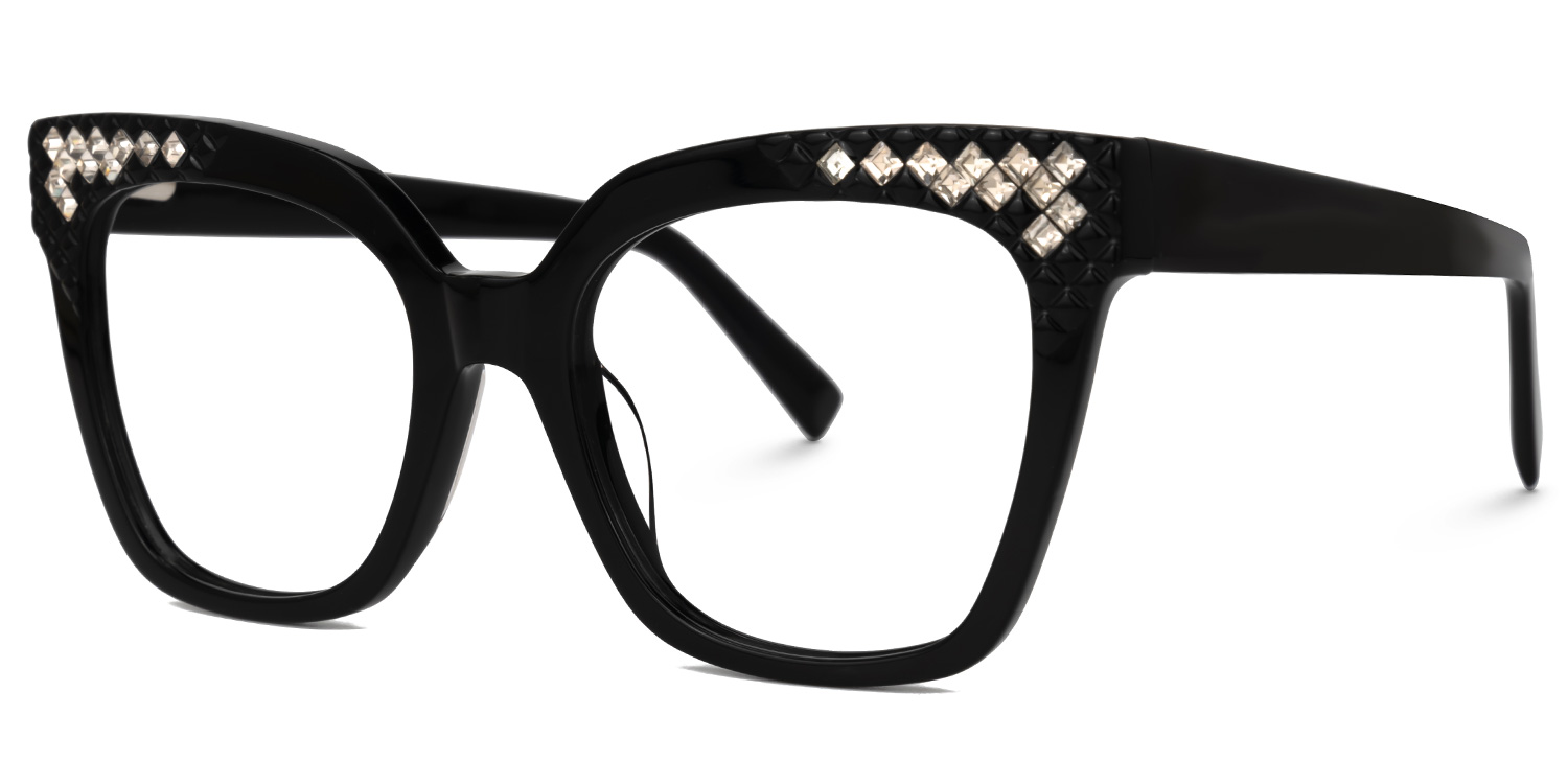 Merisier Square Black Glasses1