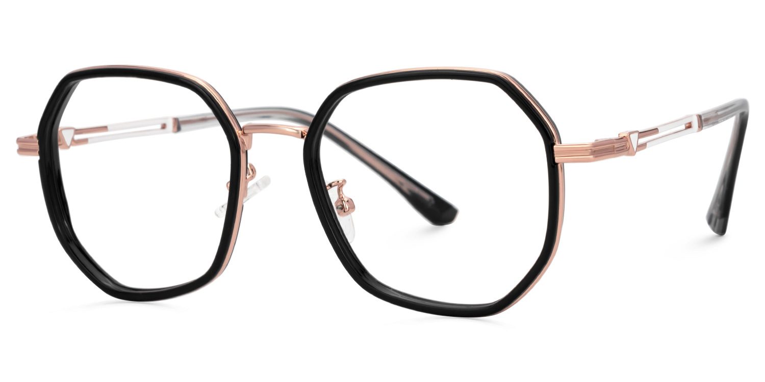Frazier Mixed-Materials Geometric Black Frame Glasses | Zeelool1