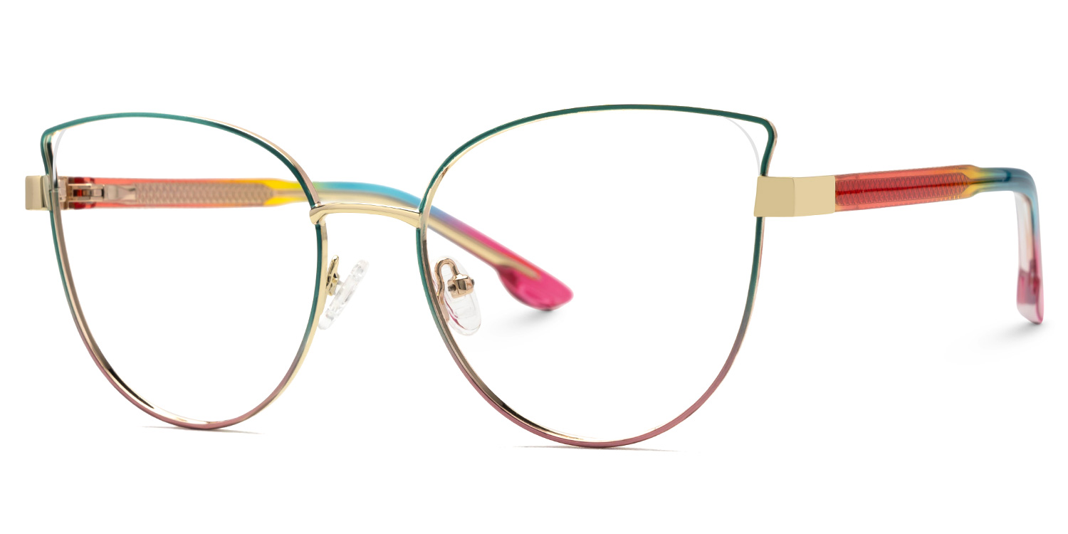 Kalizya Metal Cateye Iridescent Frame Glasses | Zeelool1