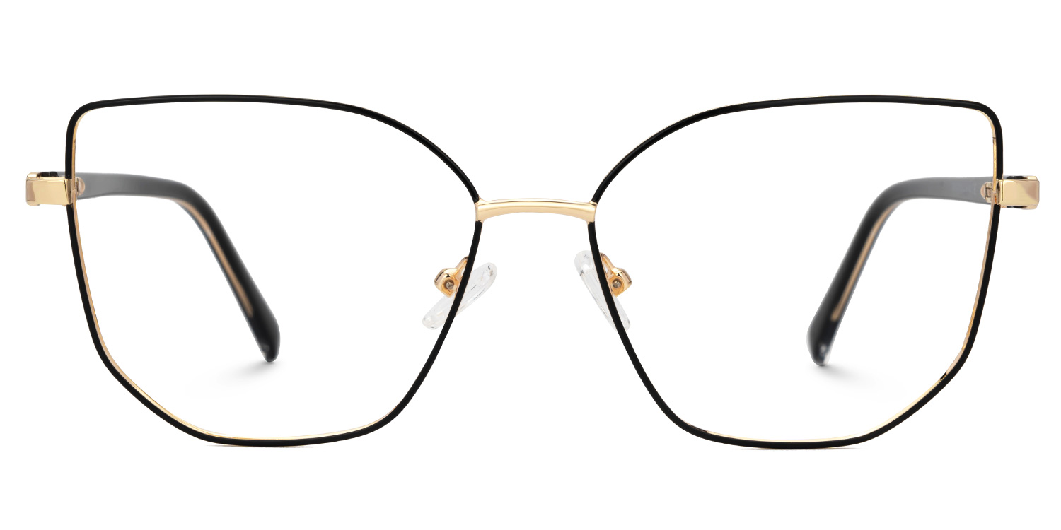 Sabita Metal Black-Gold Frame Glasses with Geometric Shape | Zeelool0