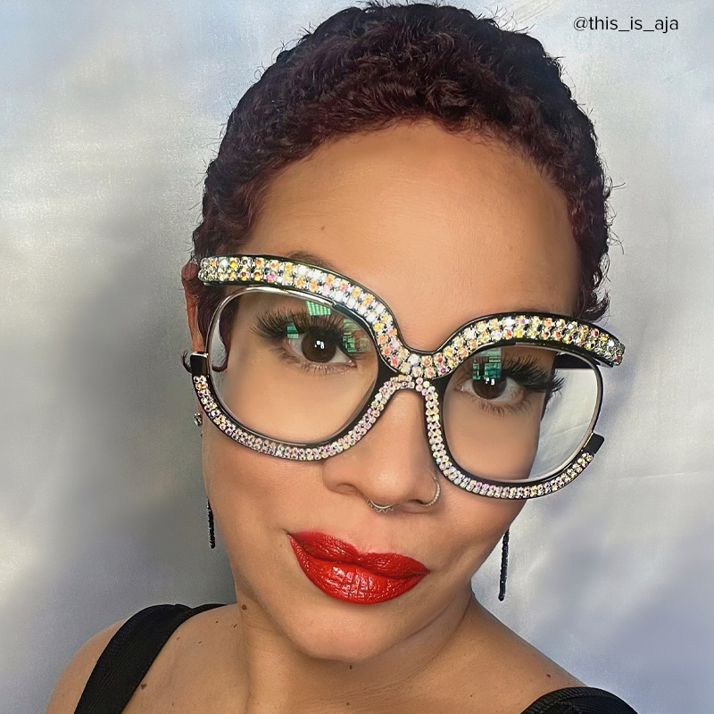 Veasley Square Multicolor Rhinestone Studded Glasses6