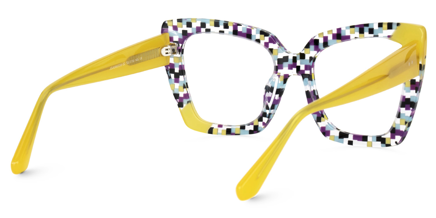 Females Square Vivian Multicolor Checkered Glasses | Zeelool3