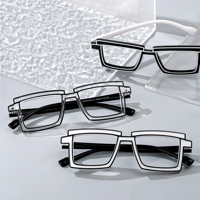 Zephyr White Eyeglasses, Cyberpunk Rectangle Frame Glasses2