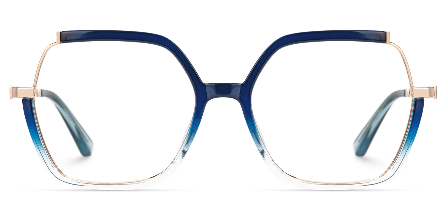 Alexia Mixed-Materials Square Blue Frame Glasses | Zeelool0