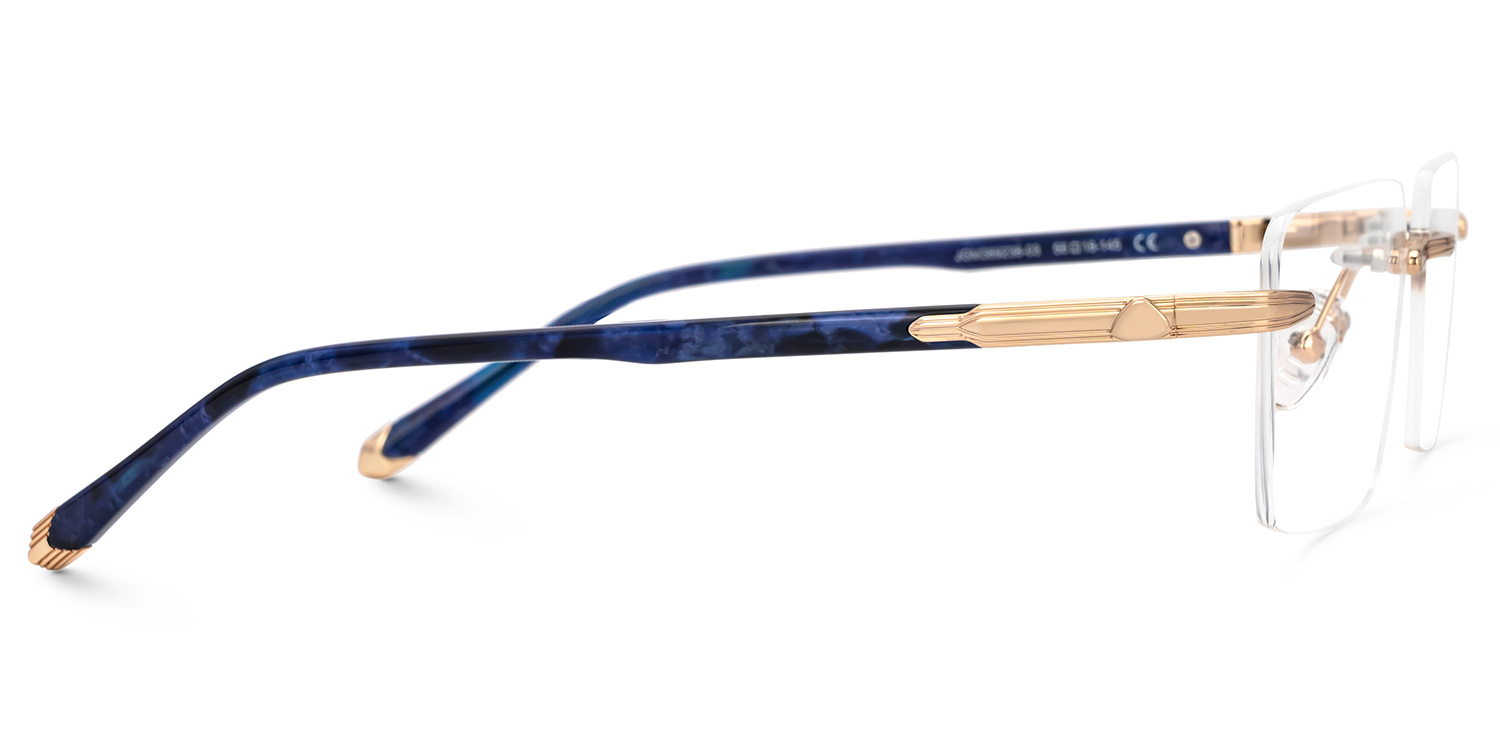 Blue Mixed-Materials Rectangle Eyeglasses- Savitrie2