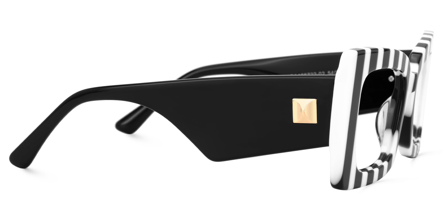 Mitia Rectangle  Zebra Print Black-White Glasses2