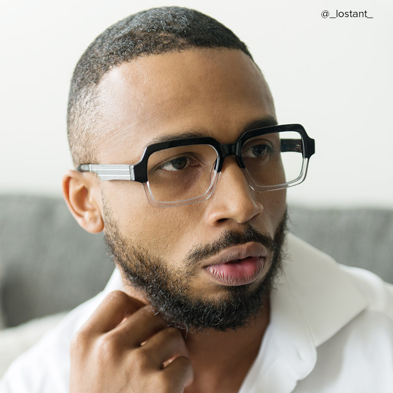 Jack Rectangle Black & Crystal Frame Glasses | Zeelool6