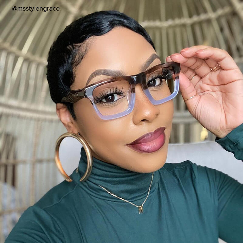 Riley Brown Rectangle Frame Glasses | Zeelool Optical5