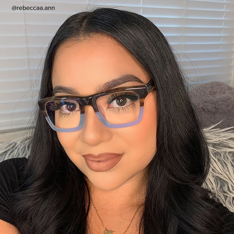 Riley Brown Rectangle Frame Glasses | Zeelool Optical8