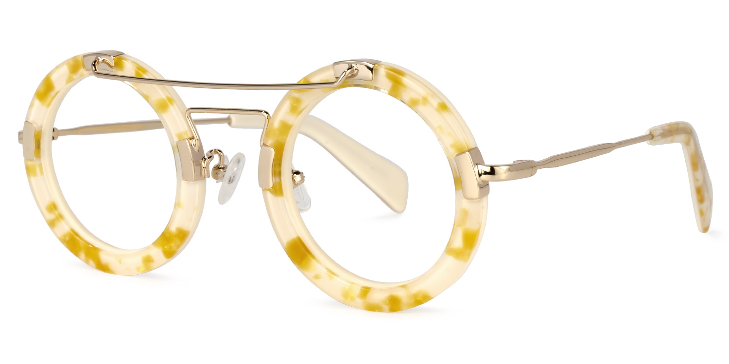 Martis Round Yellow-Floral Glasses | Zeelool Glasses1