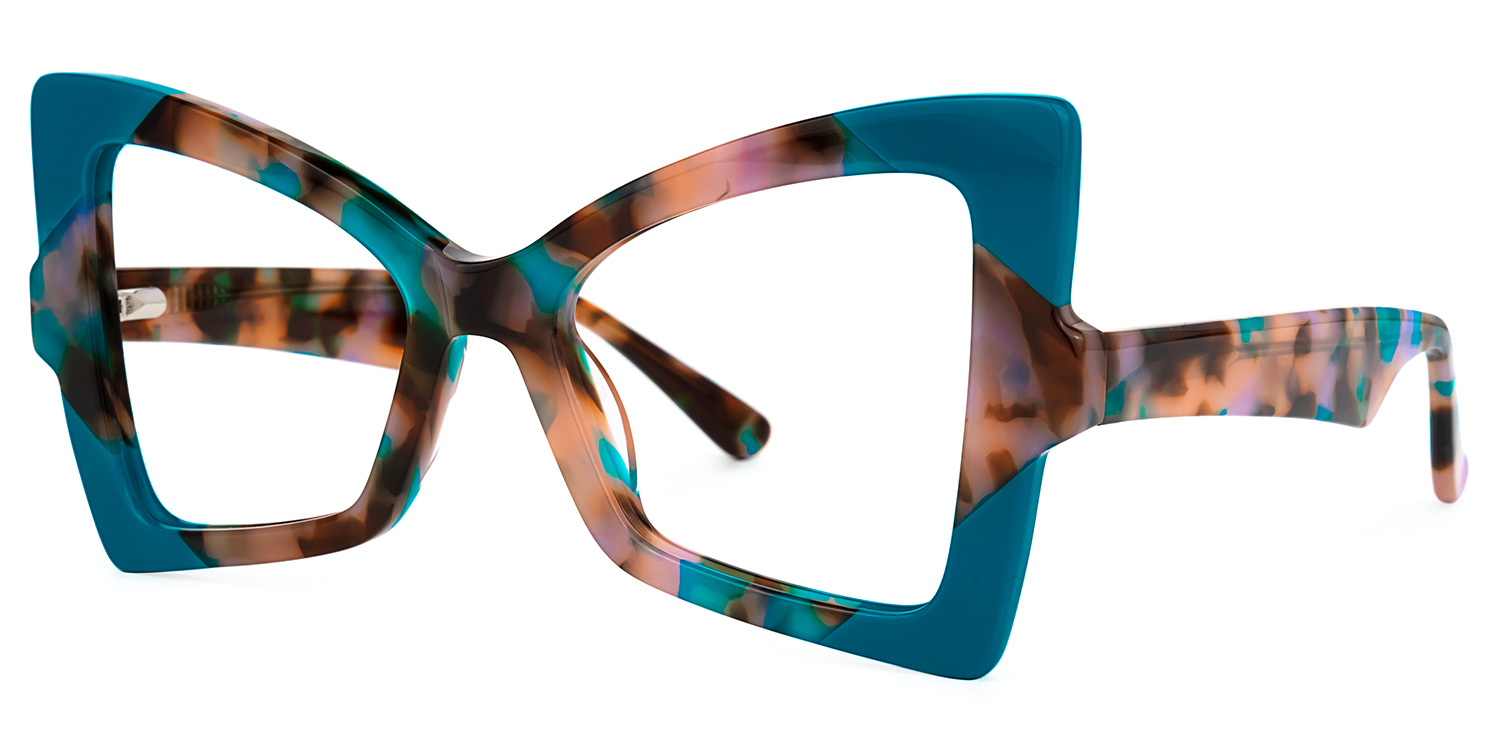 Joanie Geometric Blue-Floral Glasses | Zeelool Glasses1
