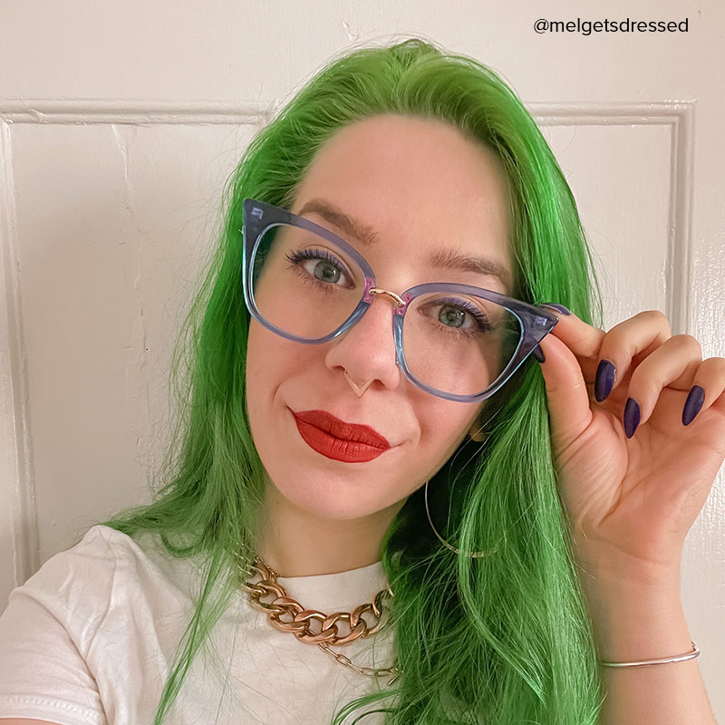 Martha Cat Eye Light-Blue Glasses | Zeelool Glasses6