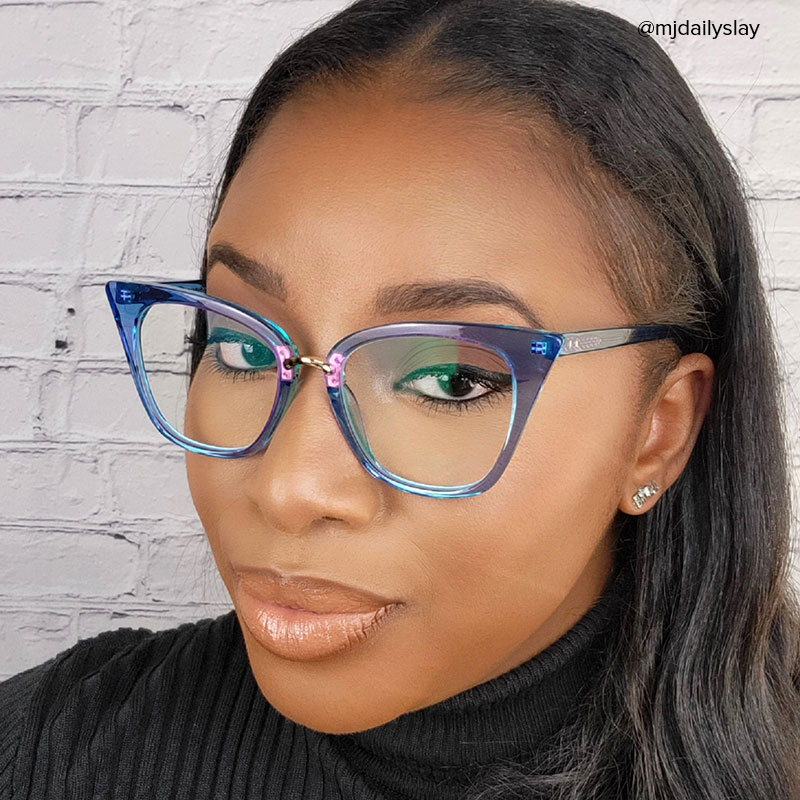 Martha Cat Eye Light-Blue Glasses | Zeelool Glasses8