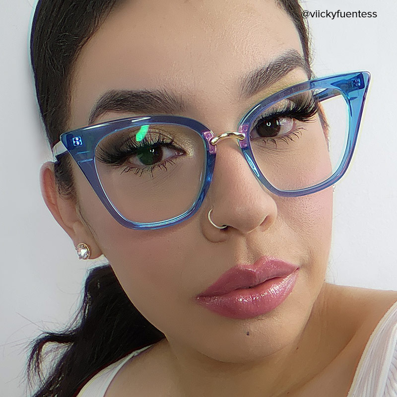 Martha Cat Eye Light-Blue Glasses | Zeelool Glasses9