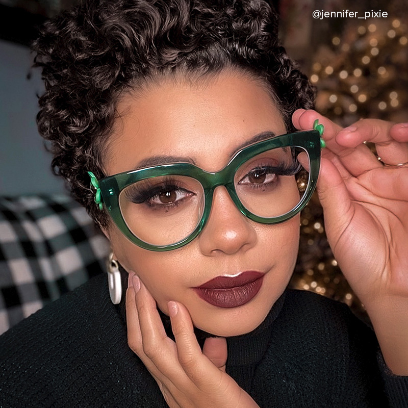 Miguel Cateye Dark-Green Eyeglasses for Women5