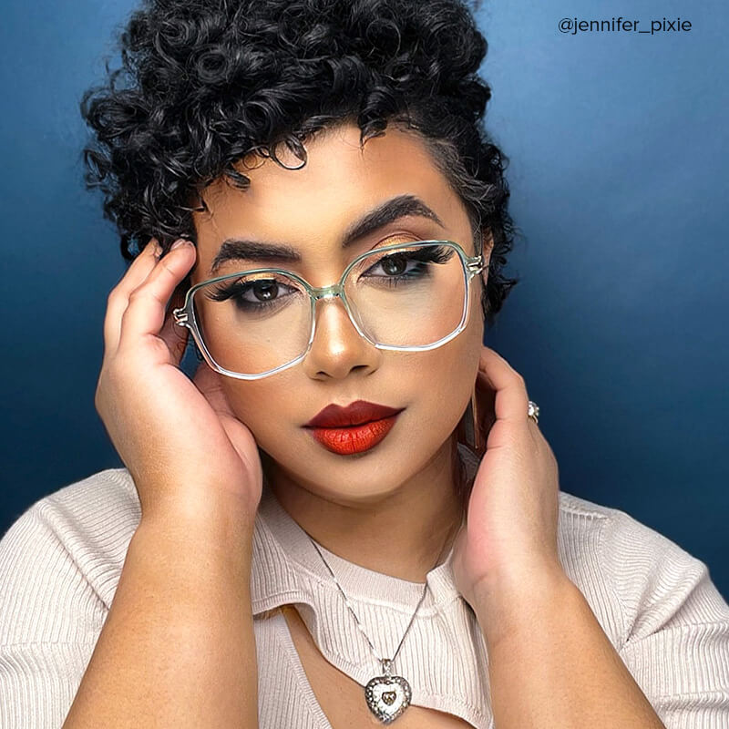 Payton Geometric Green Frame Glasses | Zeelool Optical5