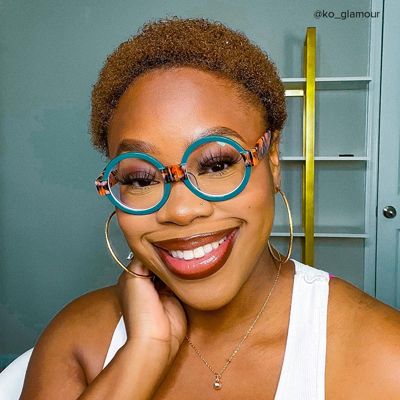 Lindsey Round Blue Frame Glasses | Zeelool Optical7