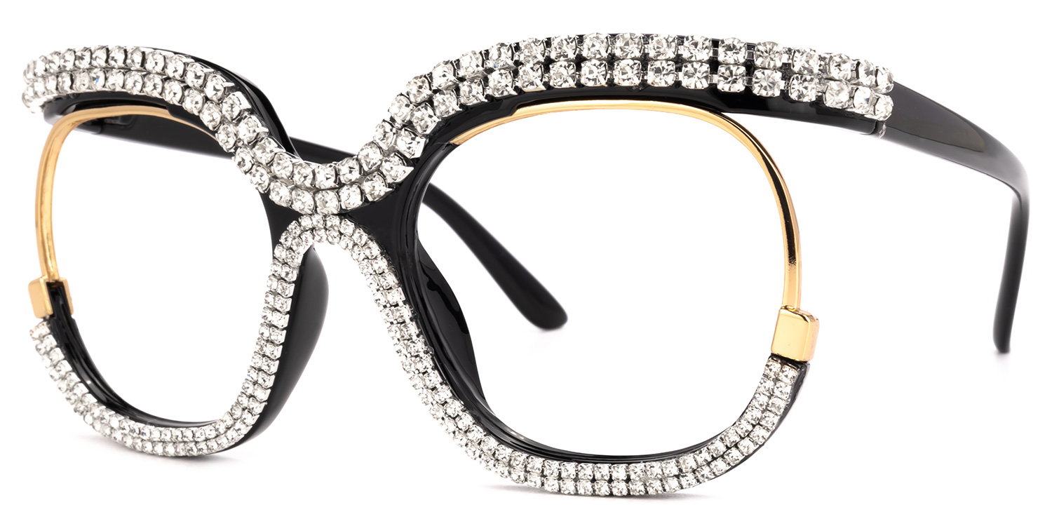 Veasley Square White Rhinestone Glasses1