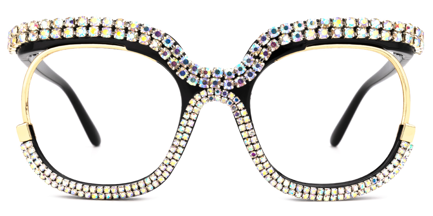 Veasley Square Multicolor Rhinestone Glasses